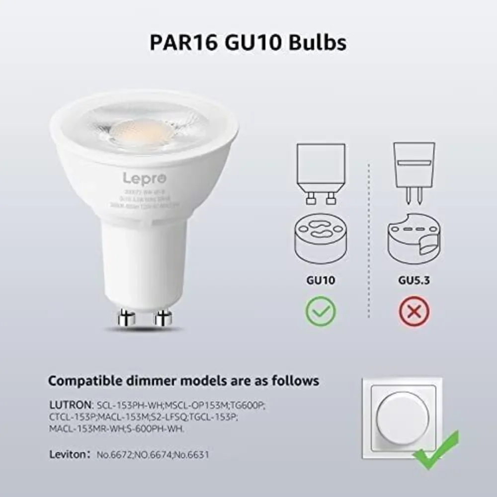 Lepro GU10 LED Bulb Dimmable, 50W Halogen Equivalent Light Bulbs, 5.5W 5000K - Picture 5 of 11